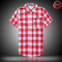 heren abercrombie fitch plaid katoen korte overhemd rood lichtrood wit Goedkope Retail vgj28388